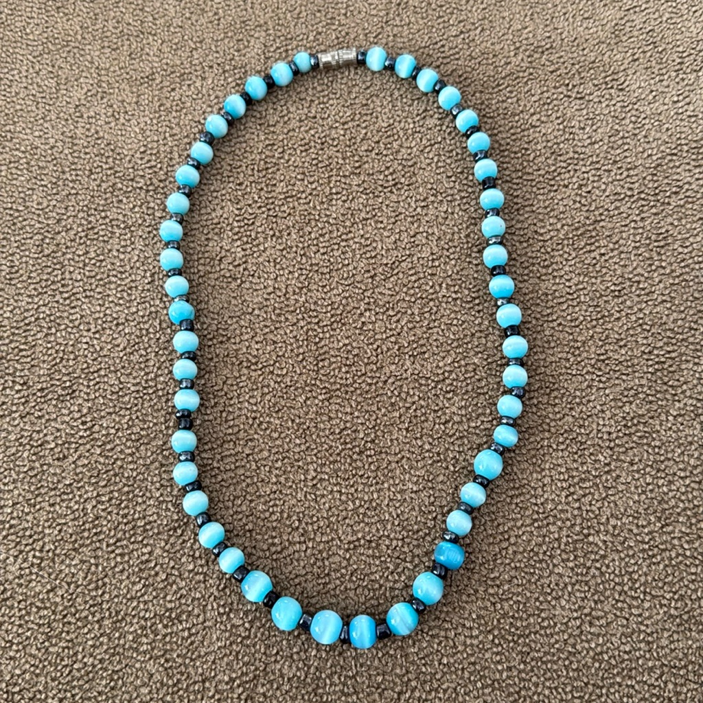 Screw Closure Multi Beaded Blue Beads 16 Necklace Td 9$